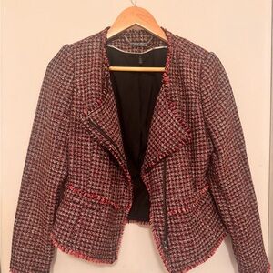 WHBM Chic Tweed Jacket - Black and Roman Red